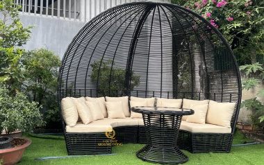 Sofa mây nhựa QD-755 - Giải pháp che nắng, tạo không gian riêng tư