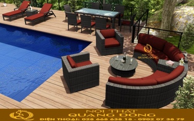 Sofa giả mây khung inox cho môi trường biển