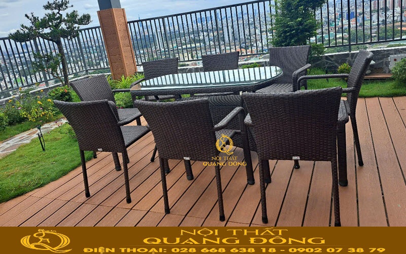 Bàn ghế giả mây QD-2100