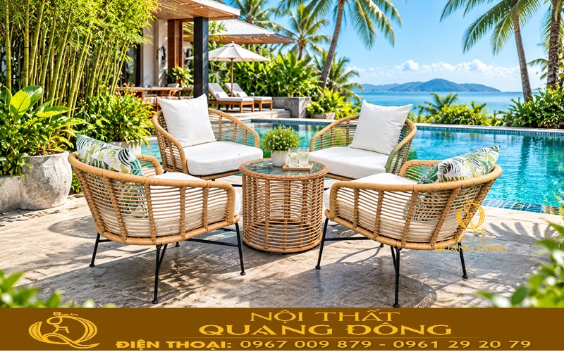 Bàn ghế giả mây QD-2116