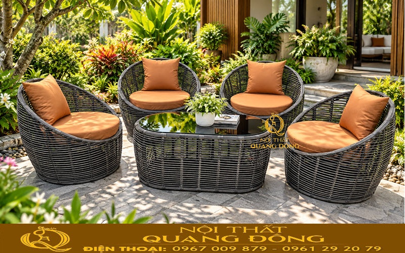 Bàn ghế giả mây QD-2117