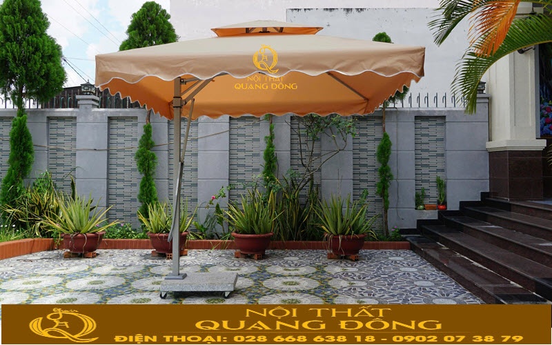 Dù lệch tâm vuông 2.5 mét có rèm