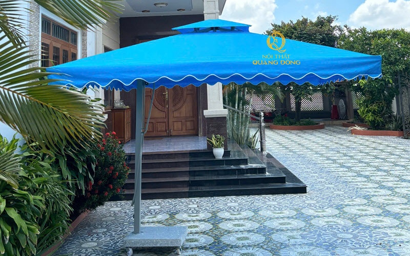 Dù lệch tâm vuông 3,5 mét có rèm