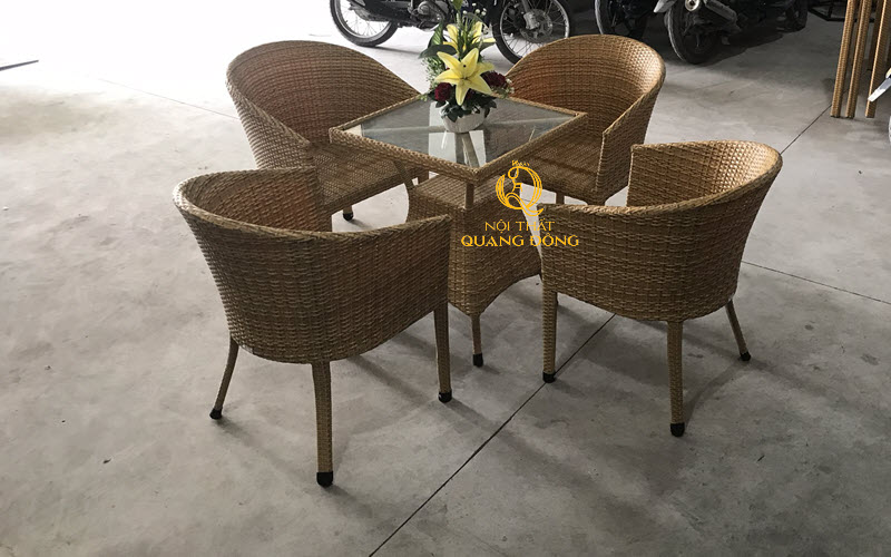Bàn ghế mây nhựa cho quán cafe sang trọng, tiện nghi