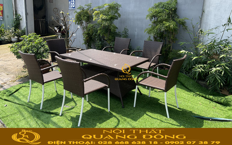 Bàn ghế mây nhựa QD-2113 lựa chọn tối ưu cho không gian ngoài trời