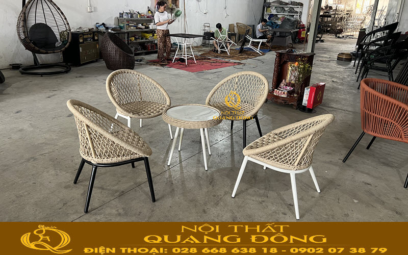 Bàn ghế giả mây QD-2110 sản xuất tại Nội Thất Quang Đông