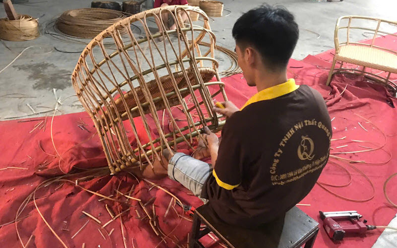 Sofa mây nhựa ngoài trời sử dụng sợi dây tròn 8 ly chắc chắn