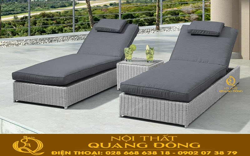 Ghế hồ bơi mây nhựa sang trọng cho không gian ngoài trời