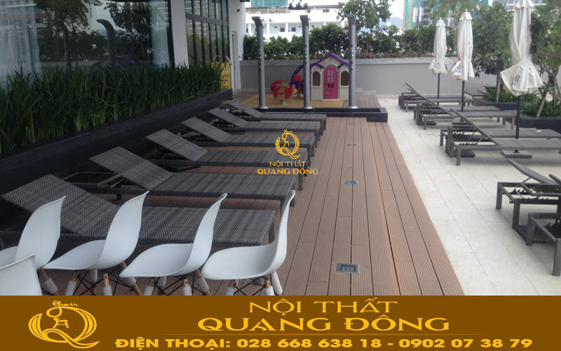 Ghế nằm hồ bơi QD-1247 được sản xuất hàng loạt cho Arinaya smart condotel Nha Trang.
