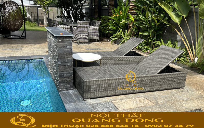 Ghế nằm hồ bơi QD-1270 được thiết kế dáng hình khối chữ nhật vuông vức