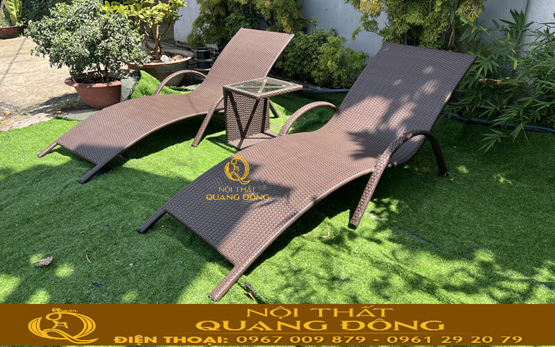 Ghế hồ bơi mây nhựa ngoài trời cho khu nghỉ dưỡng