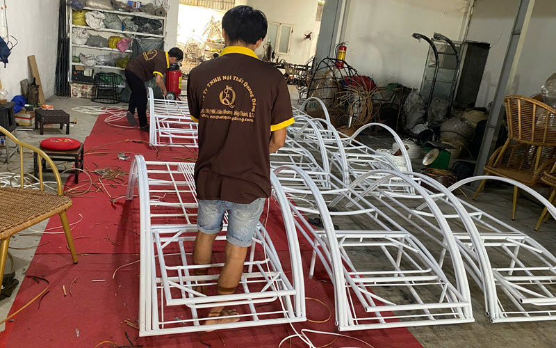 Ghế hồ bơi QD-1280 được đan từ sợi nhựa giả mây chính phẩm