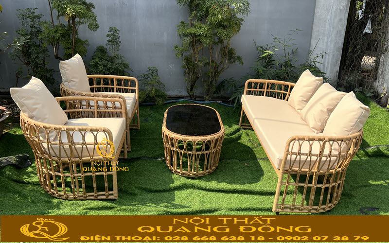 Sofa giả mây QD-684 đan nghệ thuật theo kiểu quấn ken độc đáo