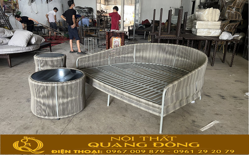 Giường tắm nắng mây nhựa sử dụng chất liệu chuyên dụng ngoài trời