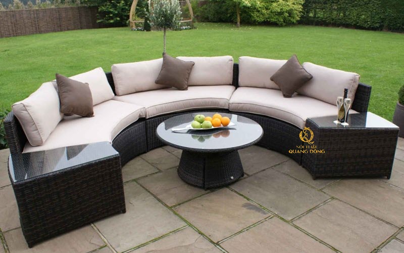 Bộ Sofa nhựa giả mây cho không gian sân vườn