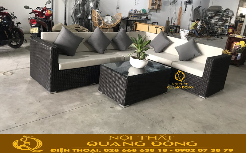 Mẫu sofa giả mây góc L xu hướng lựa chọn cho không gian hiện nay