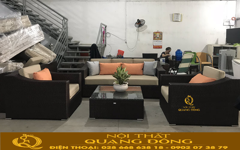 Sofa giả mây QD-711 thiết kế kiểu dáng vuông vức, sáng tạo