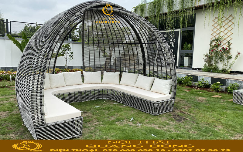 Sử dụng sợi mây nhựa tròn bản 10 ly đan theo chiều ngang sản phẩm