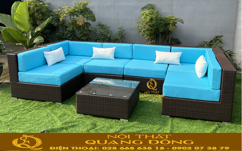 Sofa giả mây QD-751 mẫu sofa dáng chữ U dạng lắp ghép tiện lợi