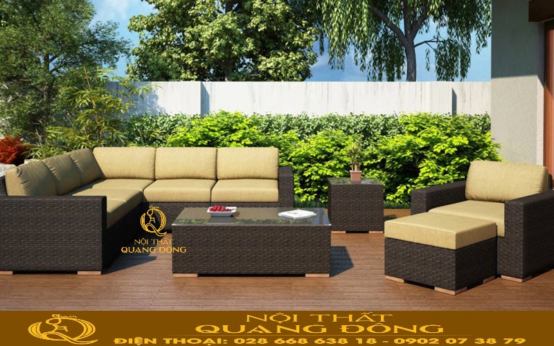 Sofa nhựa giả mây sử dụng sợi nhựa cao cấp có khả năng kháng tia UV