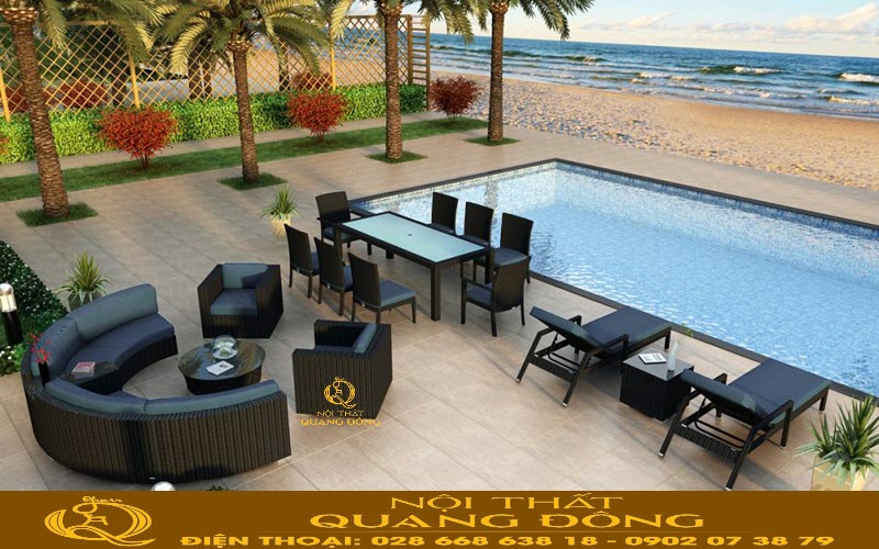 Sofa nhựa giả mây QD-731 chuyên dụng ngoài trời