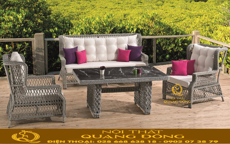 Sofa nhựa giả mây có độ bền cao khi đặt ngoài trời Sofa nhựa mây mang vẻ đẹp sang trọng, hiện đại
