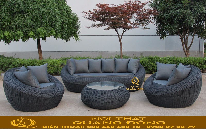 Mẫu sofa nhựa giả mây QD-710 thiết kế hiện đại