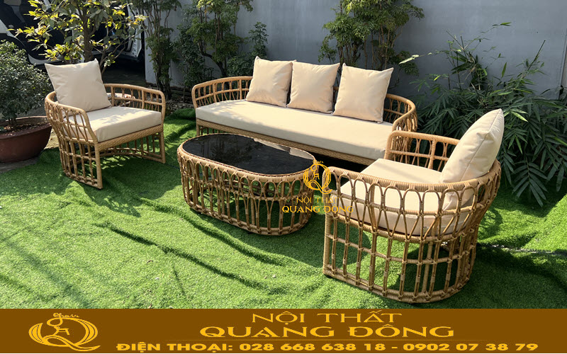 Sofa giả mây QD-684 cho không gian vườn hiện đại