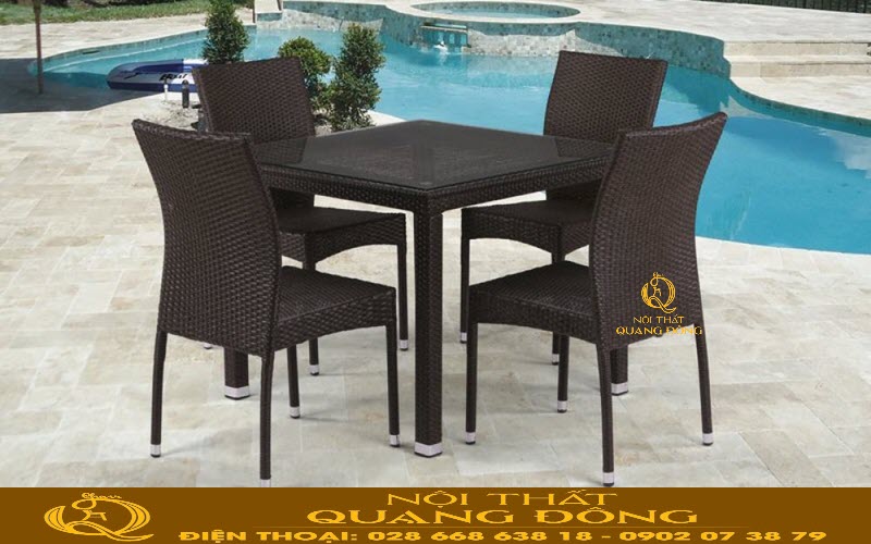 bộ bàn ghế giả mây ngoài trời