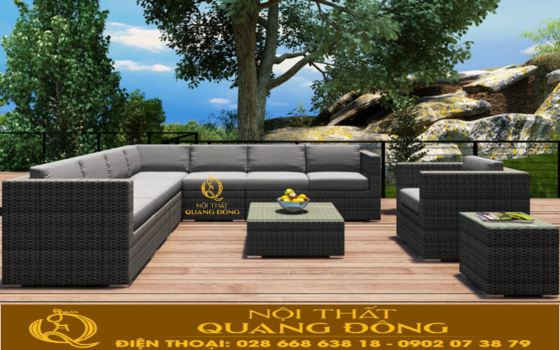 bộ sofa giả mây ngoài trời