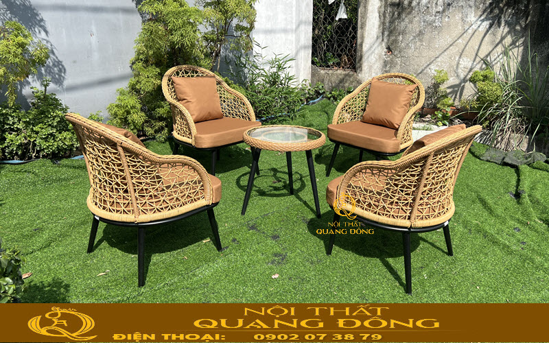 Bàn ghế mây nhựa có độ bền và tính thẩm mỹ cao