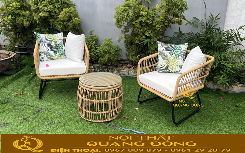 Bàn ghế mây nhựa QD-2119 bền bỉ trước mọi điều kiện thời tiết