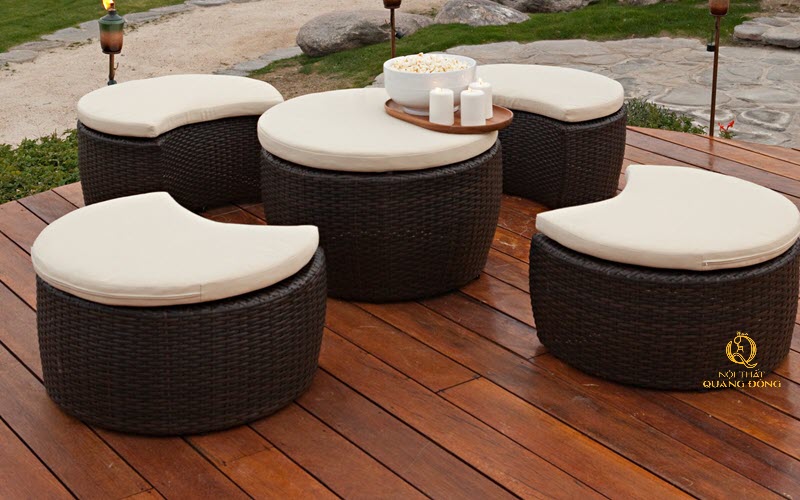 Bàn ghế nhựa giả mây thiết kế êm ái, thoải mái khi sử dụng