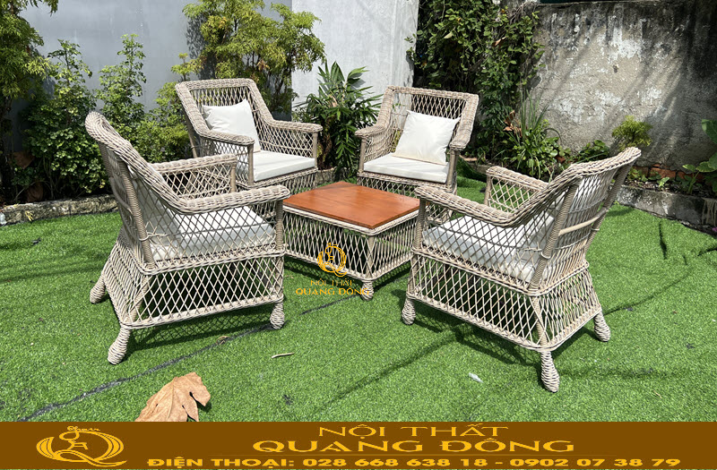 Bàn ghế giả mây QD-2104 thiết kế đẹp và sang trọng