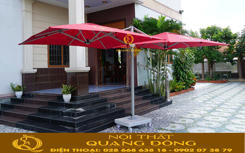 Dù lệch tâm đôi 2.5 mét cho không gian ngoài trời hiện đại