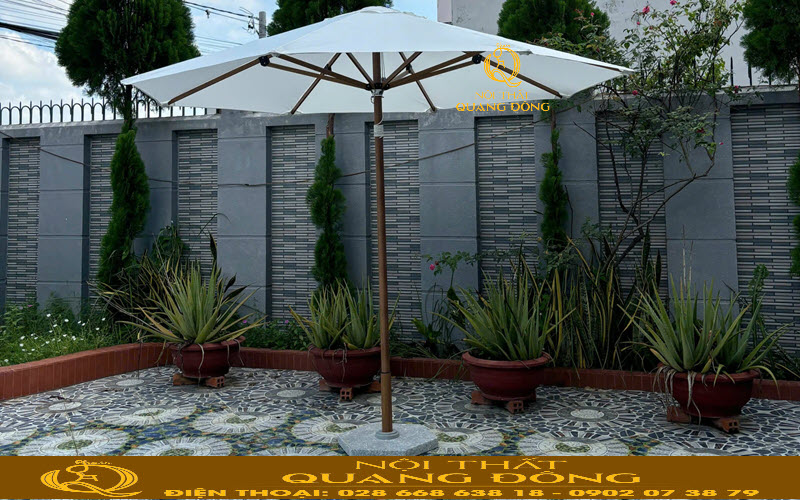 Dù đúng tâm khung kim loại sơn giả gỗ