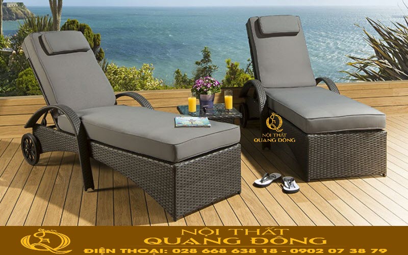 ghế tắm nắng mây nhựa chống nắng mưa