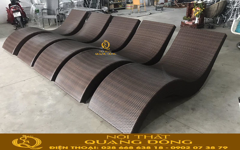Ghế tắm nắng mây nhựa sử dụng sợi mây nhựa có độ đàn hồi cao