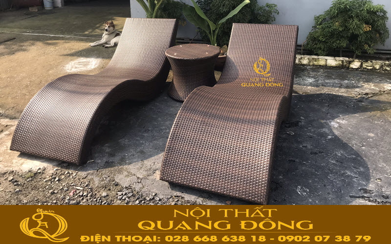 ghế hồ bơi nhựa giả mây ngoài trời