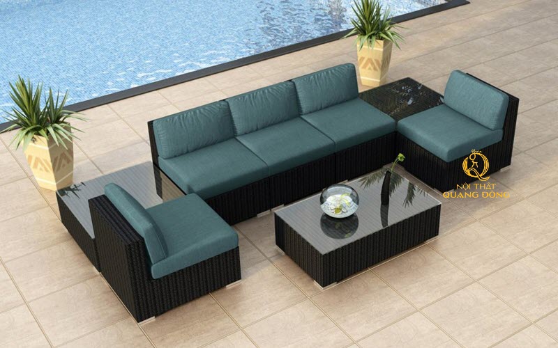 gam màu sang trọng sofa giả mây ngoài trời
