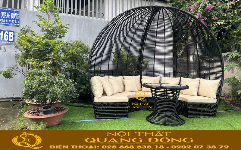 Thiết kế mái vòm độc đáo, tạo nên sức hút khác biệt cho Sofa mây nhựa QD-755