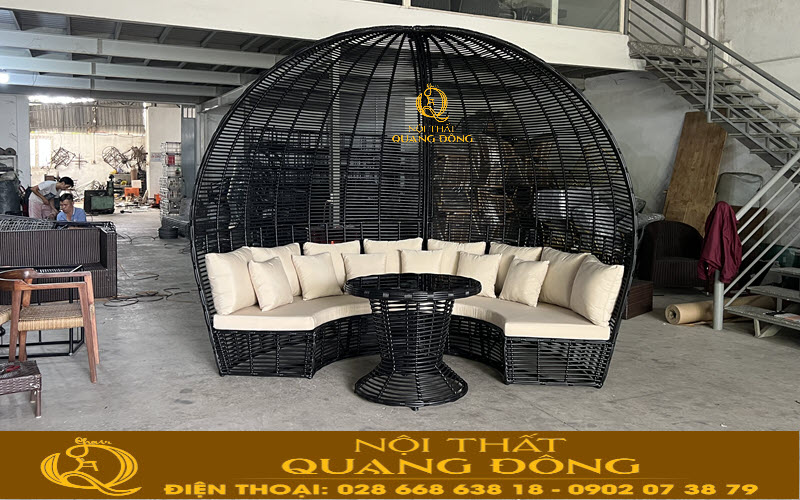 Sofa mây nhựa QD-755 được sản xuất tại Xưởng Nội Thất Quang Đông