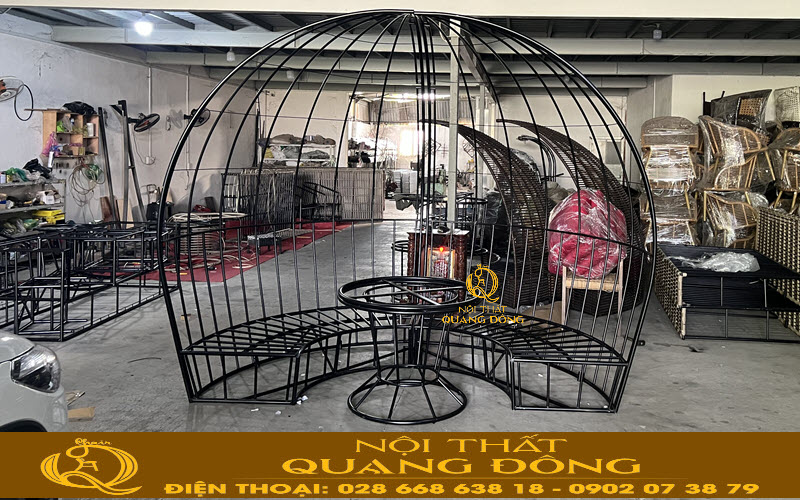 Sofa nhựa giả mây QD-755 được gia công khung tỉ mỉ, chắc chắn