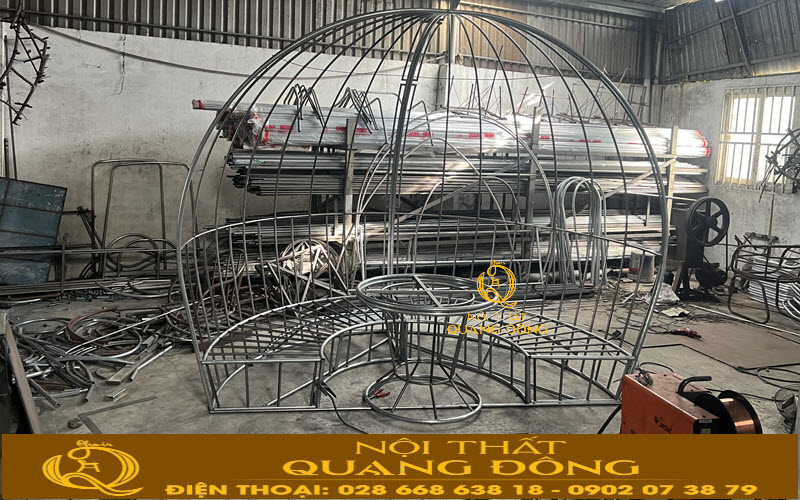 Sofa mây nhựa QD-755 được làm từ khung nhôm sơn tĩnh điện