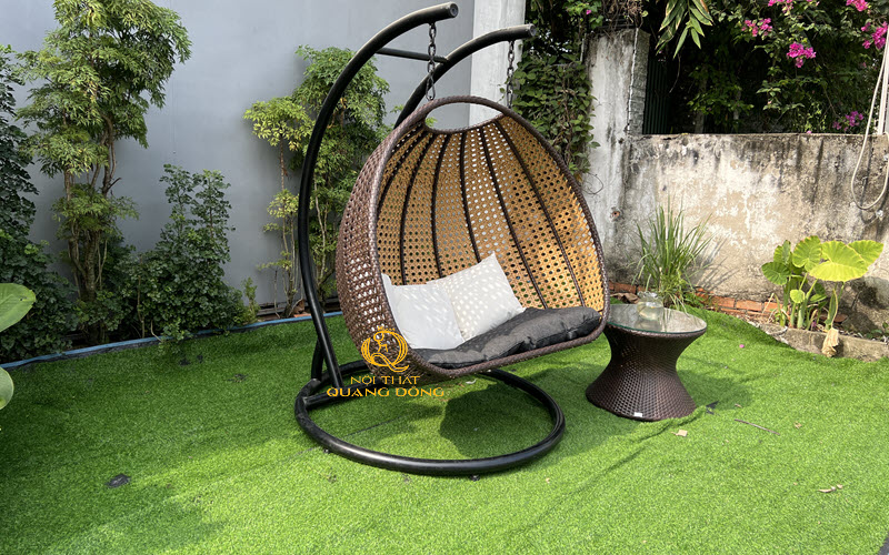 xích đu sân vườn nhựa giả mây